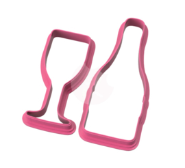 Wijn fles met glas cookie cutters