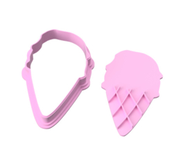 ijsje cookie cutter met stempel 2 delig - 8 cm