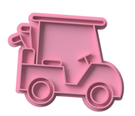 Golf kar stempel  & cookie cutter - 2 delig