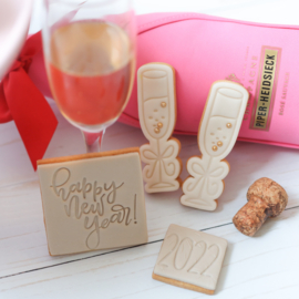 Champagne glas stempel  & cookie cutter - 2 delig