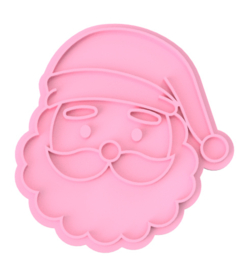 Kerstman hoofd stempel & cookie cutter - 2 delig