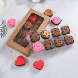 Bonbon stempel set & cookie cutters 9-delig doosje kraft