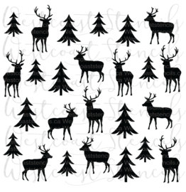Deer and trees cookie stencil