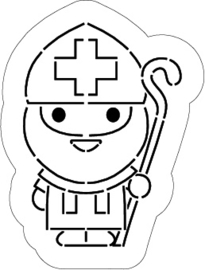 Sint met staf cookie cutter & hulp stencil