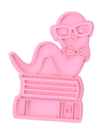 Boekworm stempel & cookie cutter - 2 delig