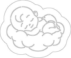 Baby op wolk 9 cm cookie cutter & hulp stencil