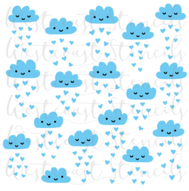 Clouds with hearts - 2 parts cookie stencil