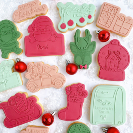 Kerst-  kersttak christmas cookie out boss & cookie cutter -  2 delig