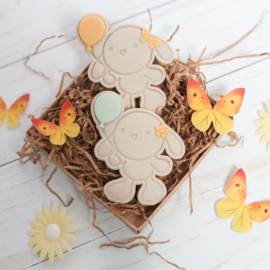 konijntje met ballon stempel  & cookie cutter - 3 delig