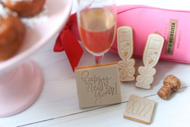 Champagne glas stempel  & cookie cutter - 2 delig