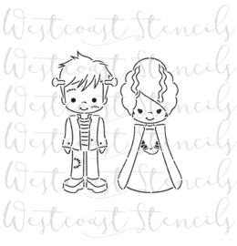 Frankestein and bride PYO cookie stencil