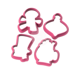 Kerst 5,5 cm cookie cutters 4 delig