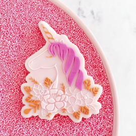 Unicorn hoofd bloemen + cutter 2 delig - oh my cookie