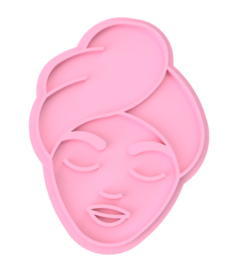 vrouw met masker stempel & cookie cutter 2-delig