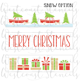 car present & snow 3 pieces kerst Stencil