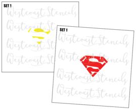 Superman logo stencil (3 delig)