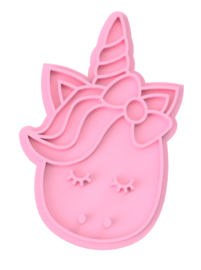 unicorn hoofd girl 8 cm stempel & cookie cutter 2 delig