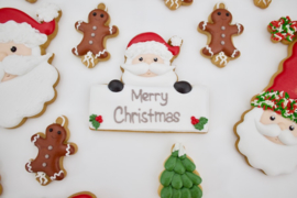 Kerstman # plaque cookie cutter & hulp stencil