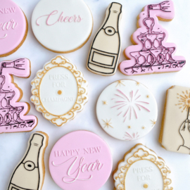Nieuwjaar - Champagne toren & cookie cutter - 2 delig