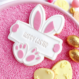 happy easter tekst stempel met handle