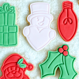 sneeuwpop met hart stempel & cookie cutter - 2 delig