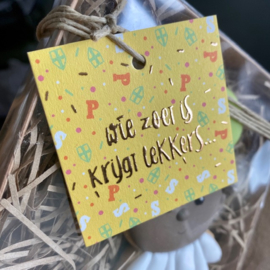 Wie zoet is krijgt lekkers...  5,5 by 5,5 cm - rose gold folie -