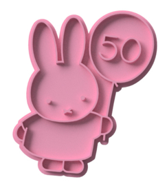 Konijntje met ballon  - stempel  & cookie cutter - 2 delig