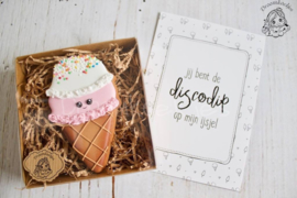 ijsje cookie cutter met stempel 2 delig - 8 cm