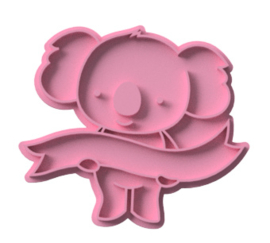 Koala met bord # stempel  & cookie cutter - 2 delig