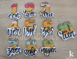 Nummers met tekst NL versie cookie cutters & stencil