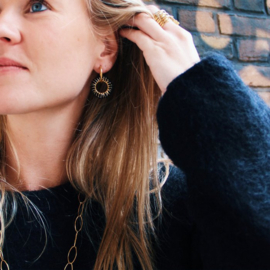 Oorbellen Black Round