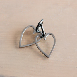 Oorbellen Long Heart Silver