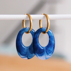 Oorbellen Resin Drop Royal Blue