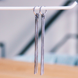 Oorbellen Long Tassel Silver