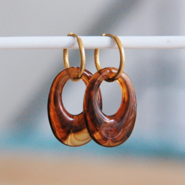 Oorbellen Resin Drop Brown