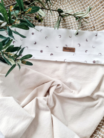 WANDELWAGENDeken Washed creme Rib / Maan ~ Voorraad item