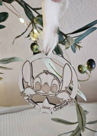 Houten kerstbal Stitch ~ Naam