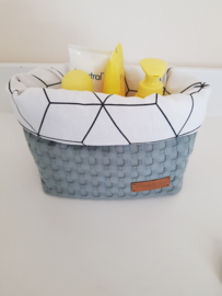 Commode mandje oudgroen/zwart wit kubus SALE