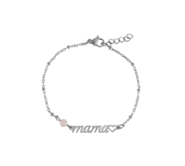 Armbandje Mama & Rozenkwarts - Zilver