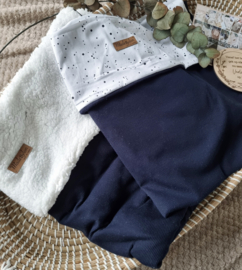 Deken Donkerblauw Rib / Teddy