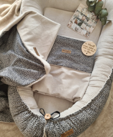 Babynestje Panter Zand /Greige Velvet Rib