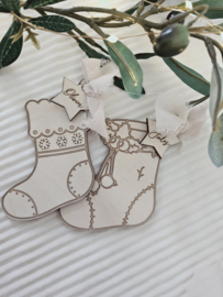 Houten Kerstsok kerstbal ~ Naam
