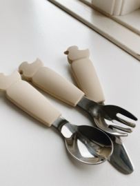 Bestekset RVS oysterbeige eendjes