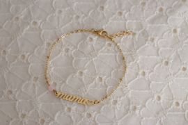 Armbandje Mama & Rozenkwarts - Goud
