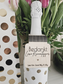 Wijn label hanger ~ Kraamzorg Kraamtopper