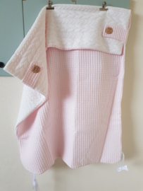 Doekydeken babyroze wafel/wit breimotief SALE