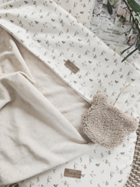 Deken Beige velvet /Flora Rosa