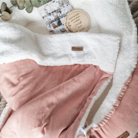 Babynestje roze velvet / wit teddy