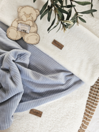 Deken Babyblauw Rib Velvet & Teddy Kort