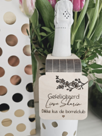 Wijn label hanger Kersenbloesem ~ Eigen tekst
